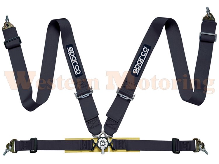 Sparco 4 Point 4pt CamLock Competition Harness SnapIn Belt BLACK