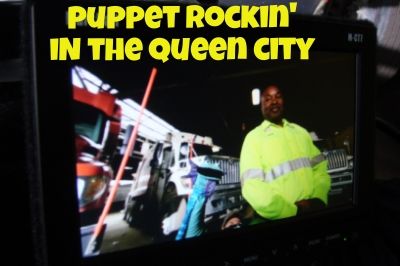 Wump Mucket Puppets on location for City of Cincinnati TV spot