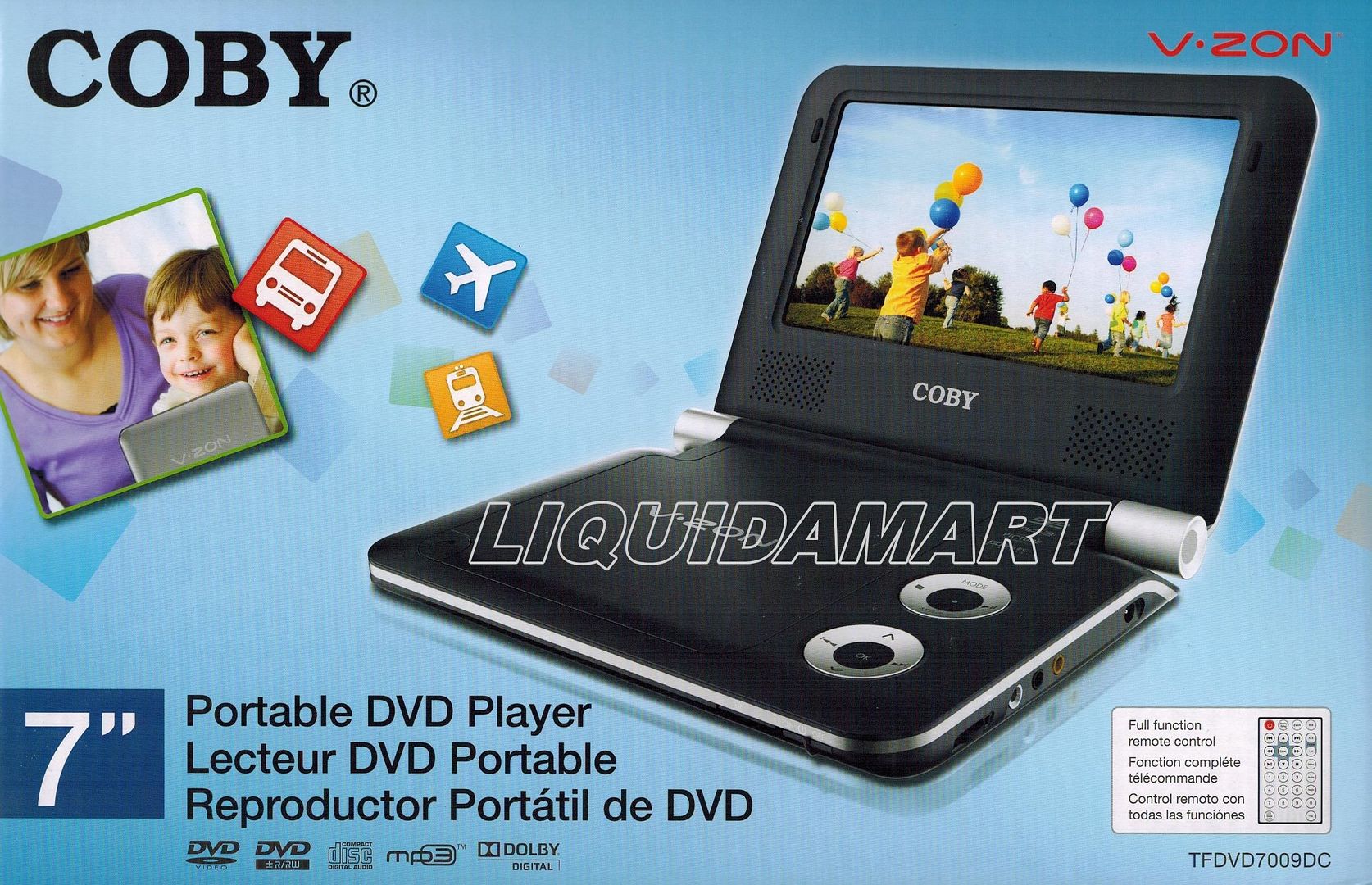 BRAND NEW IN BOX V ZON COBY PORTABLE DVD CD MP3 PLAYER TFDVD7009 WITH