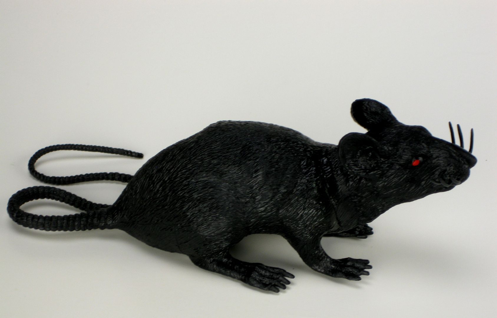 BLACK RUBBER RAT Halloween Rodents Rats Toy Party Mouse Stage Prop