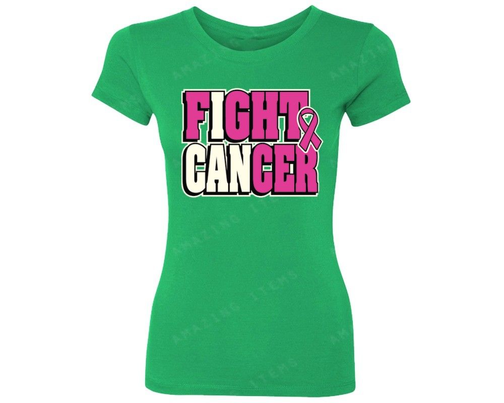 I Can Fight Cancer Women T Shirt Breast Cancer Awareness Ladies Pink Ribbon Ebay